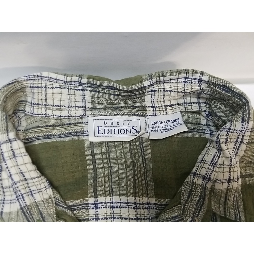 Basic Editions Womans Large Plaid Long Sleeve‎ Button Up Shirt - Picture 2 of 6